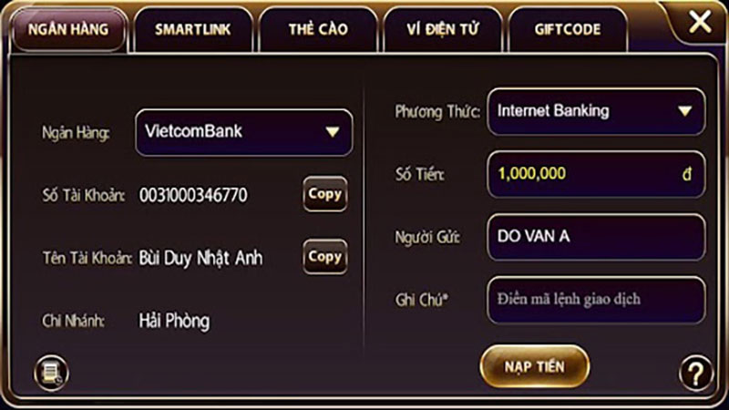 Nạp tiền và rút tiền tại game bài V8 club